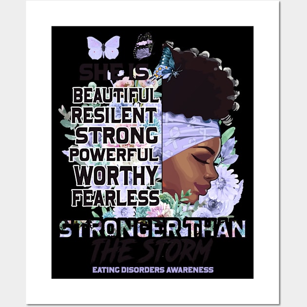 Eating disorders Awareness Black Girl Stronger than the storm Support Gift Wall Art by Benjie Barrett